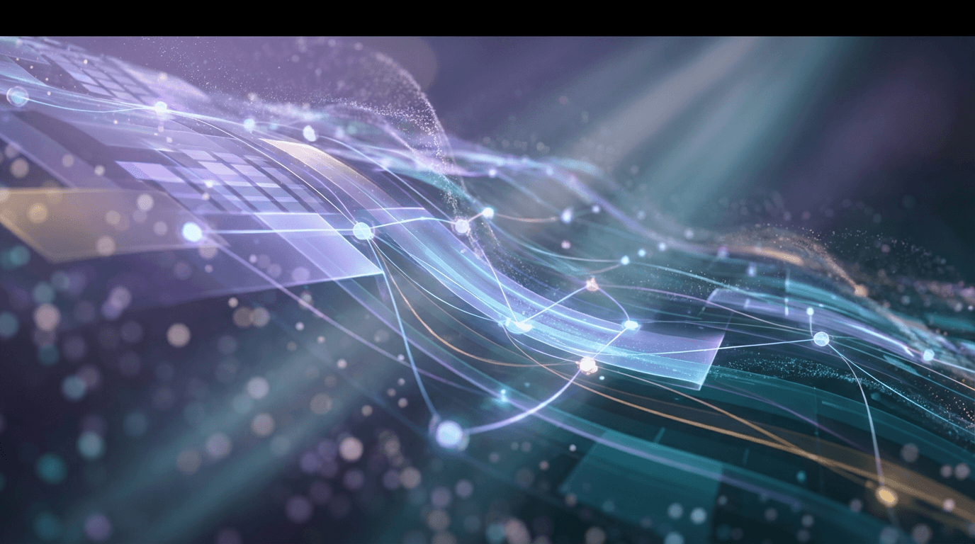 Abstract futuristic digital landscape with elegant light patterns and minimalist design